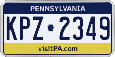 PA license plate KPZ2349