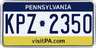 PA license plate KPZ2350