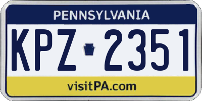PA license plate KPZ2351