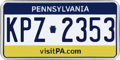 PA license plate KPZ2353