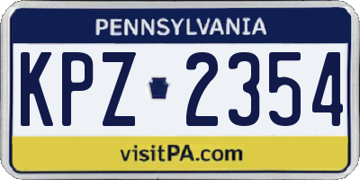 PA license plate KPZ2354