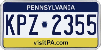 PA license plate KPZ2355