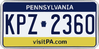 PA license plate KPZ2360