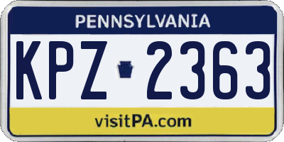 PA license plate KPZ2363