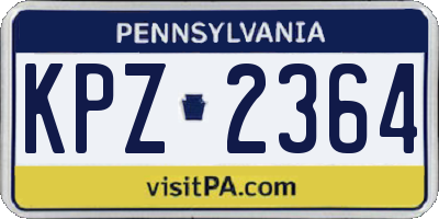PA license plate KPZ2364