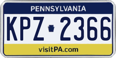 PA license plate KPZ2366
