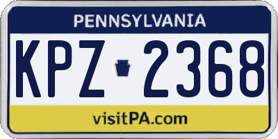 PA license plate KPZ2368