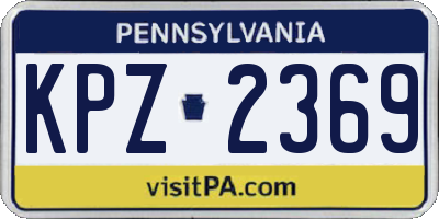 PA license plate KPZ2369