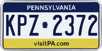PA license plate KPZ2372