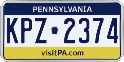 PA license plate KPZ2374