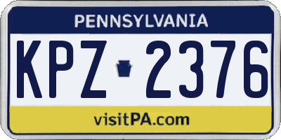 PA license plate KPZ2376