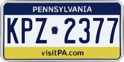 PA license plate KPZ2377