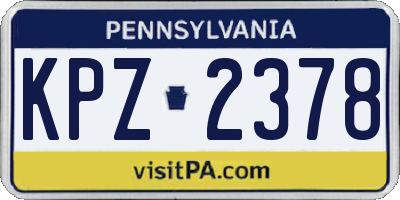 PA license plate KPZ2378