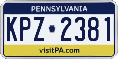 PA license plate KPZ2381