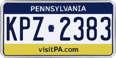 PA license plate KPZ2383