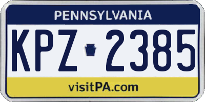 PA license plate KPZ2385