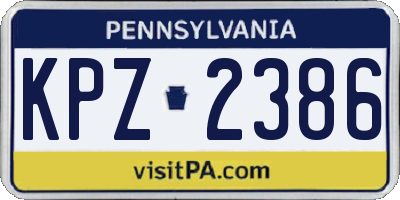 PA license plate KPZ2386