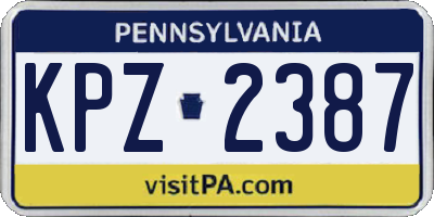 PA license plate KPZ2387