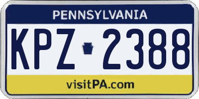 PA license plate KPZ2388