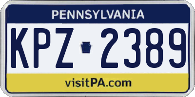 PA license plate KPZ2389