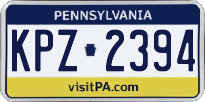 PA license plate KPZ2394