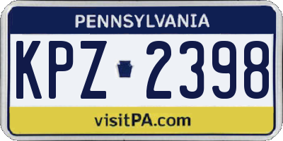 PA license plate KPZ2398