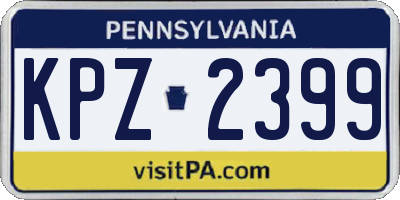PA license plate KPZ2399