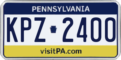 PA license plate KPZ2400