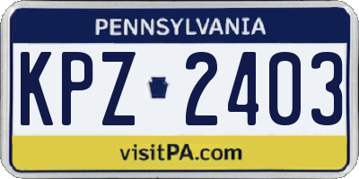 PA license plate KPZ2403