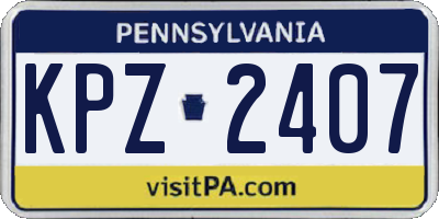 PA license plate KPZ2407