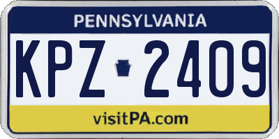 PA license plate KPZ2409