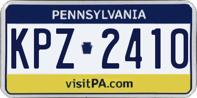 PA license plate KPZ2410