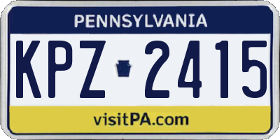 PA license plate KPZ2415