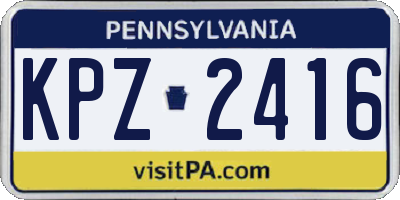 PA license plate KPZ2416