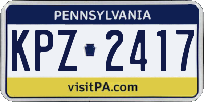 PA license plate KPZ2417