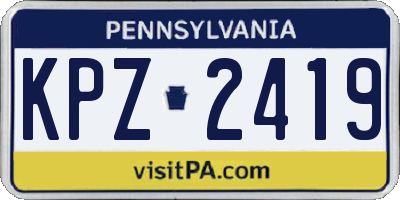 PA license plate KPZ2419