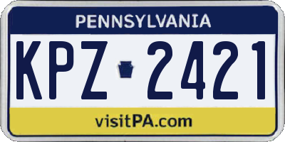 PA license plate KPZ2421