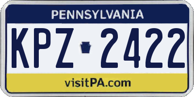 PA license plate KPZ2422