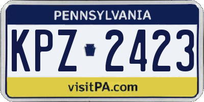 PA license plate KPZ2423