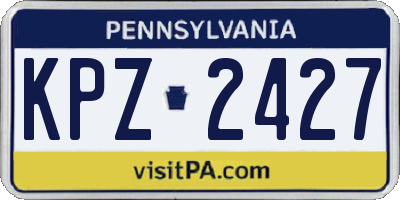PA license plate KPZ2427