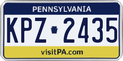 PA license plate KPZ2435