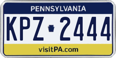 PA license plate KPZ2444