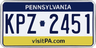 PA license plate KPZ2451
