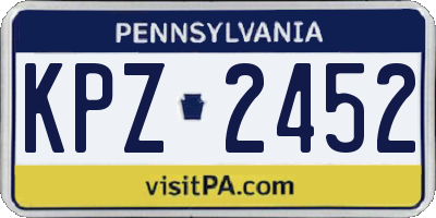 PA license plate KPZ2452