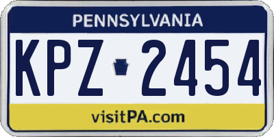 PA license plate KPZ2454