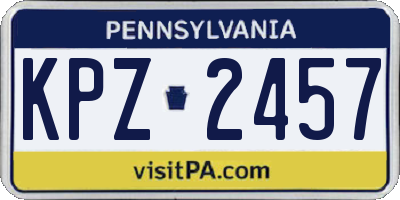 PA license plate KPZ2457