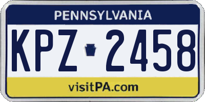 PA license plate KPZ2458