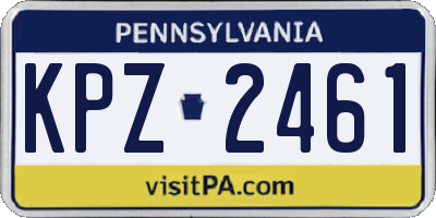 PA license plate KPZ2461