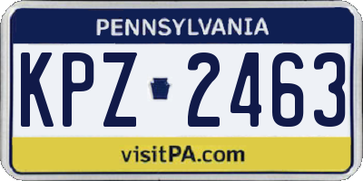 PA license plate KPZ2463