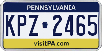 PA license plate KPZ2465